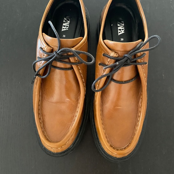 Zara Chunky Leather Lace up Oxfords - Picture 3 of 5